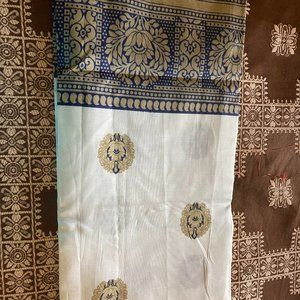 NIP Winza Blue and Cream Art Silk Saree